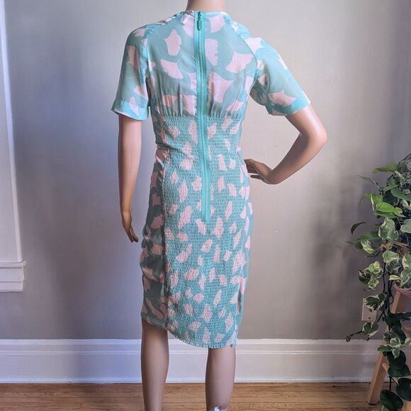 Anthropologie Beguile by Byron Lars Gingko Green Midi Dress Ruching Designer 2 - Picture 5 of 13